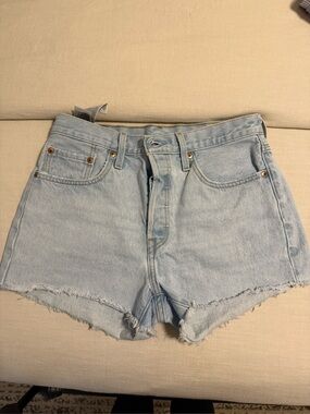 Levi's Light Blue High-Rise Cutoff Denim Shorts